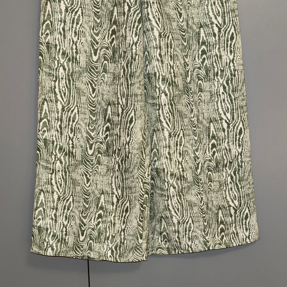 Anthropologie Green Woodgrain Print Wide Leg Trousers - Picture 3 of 4